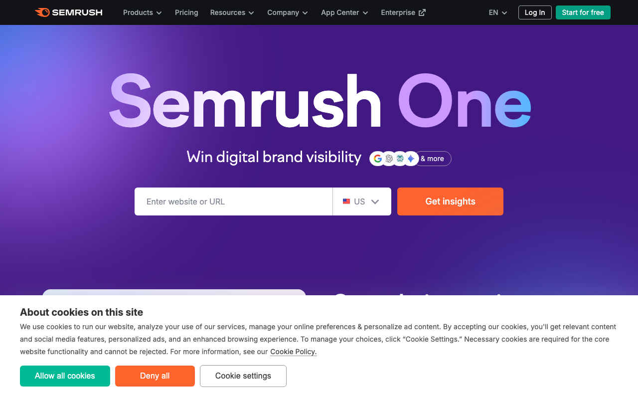 Semrush AI Toolkit showing AI visibility scores and competitor benchmarking